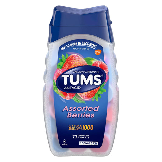 Tums Ultra Strength 1000 Antacid Chewable Tablets, Assorted Berries 00135018102