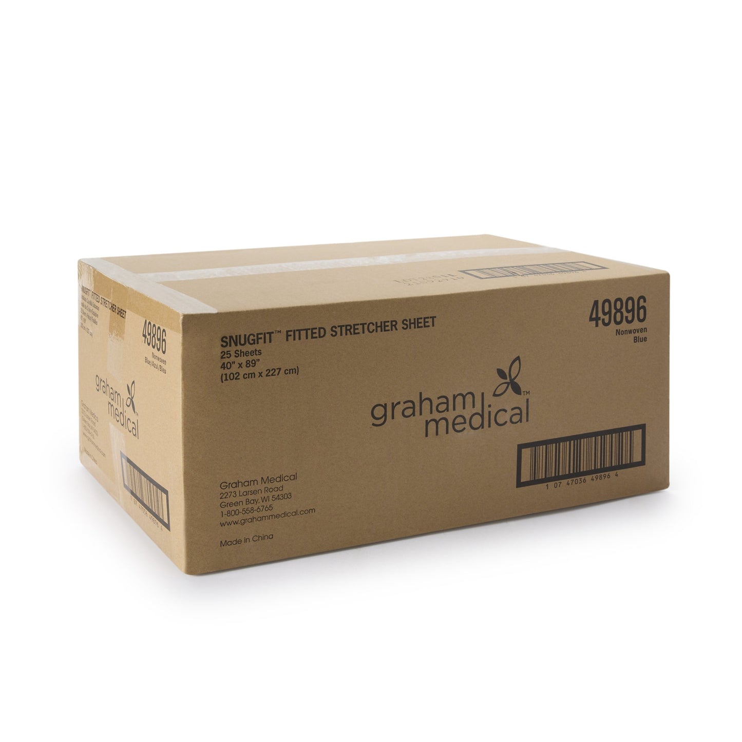 Snug-Fit® Blue Fitted Stretcher Sheet, 40 x 89 Inch 49896