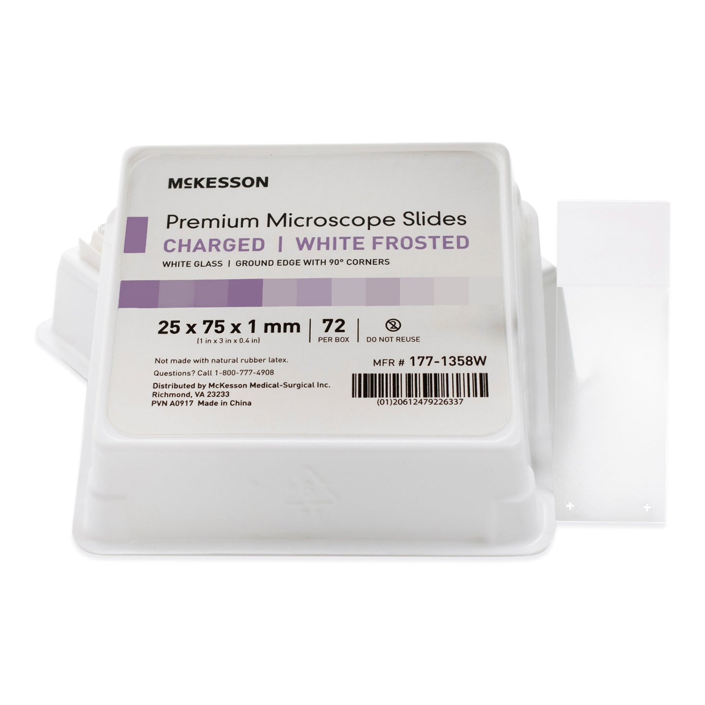 McKesson Glass Microscope Slide, 25 x 75 x 1 mm 177-1358W