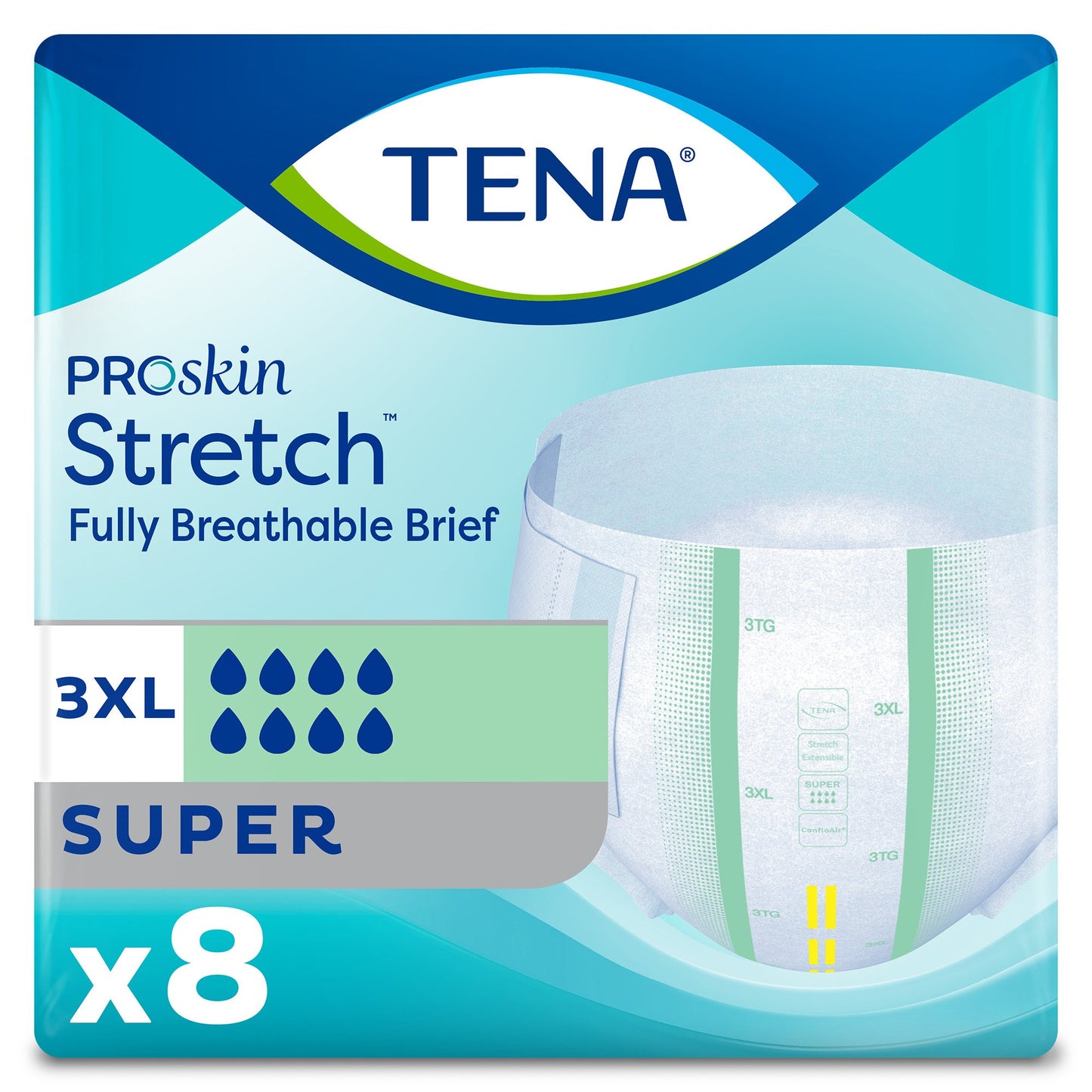 Unisex Adult Incontinence Brief TENA ProSkin Stretch™ Super 3X-Large Disposable Heavy Absorbency - 61391