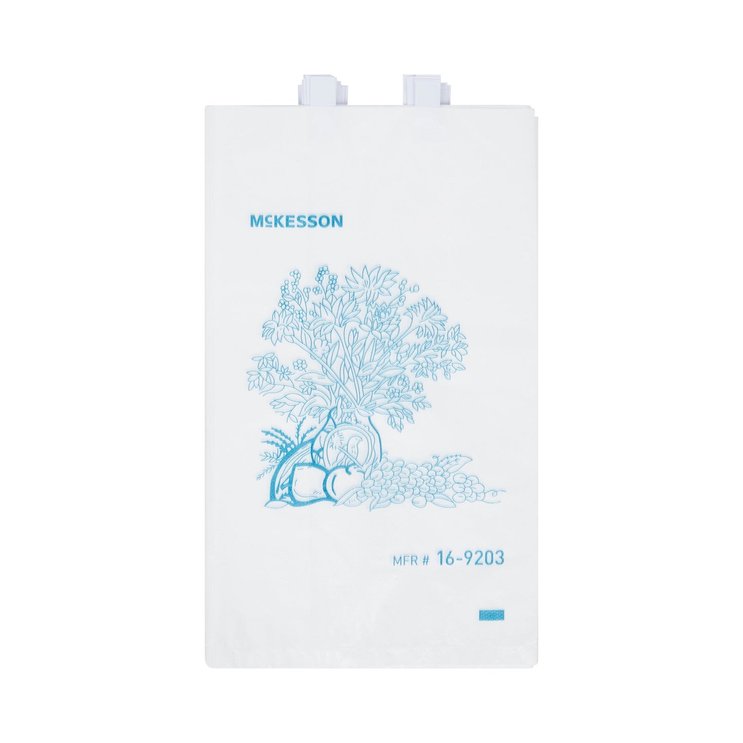 Bedside Bag McKesson 7 X 11.5 Inch White / Blue Floral Print Polyethylene - 16-9203