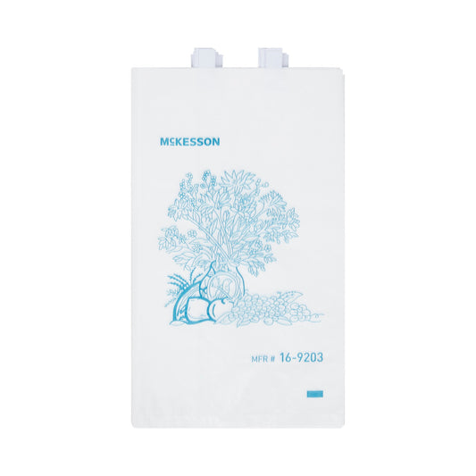 Bedside Bag McKesson 7 X 11.5 Inch White / Blue Floral Print Polyethylene - 16-9203