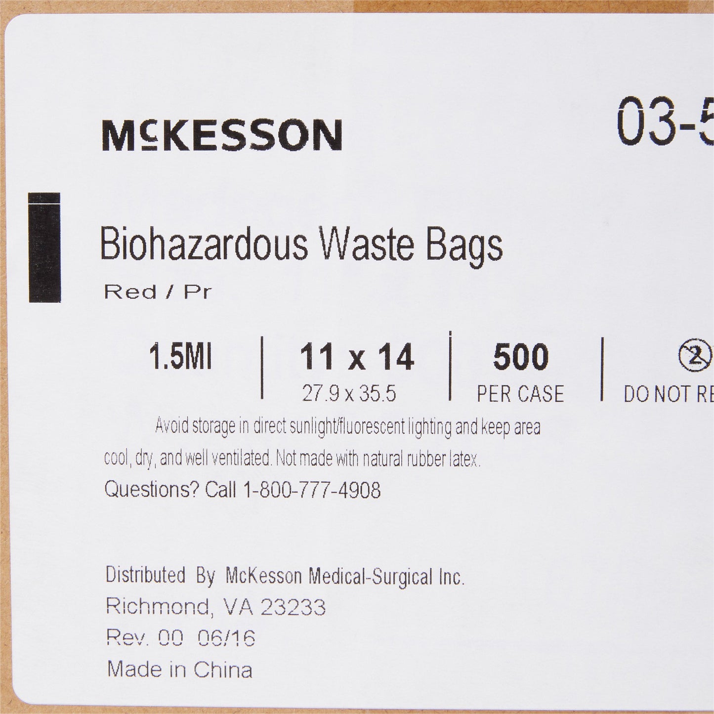 McKesson Biohazard Waste Bag, 1 – 3 gallon 03-5042