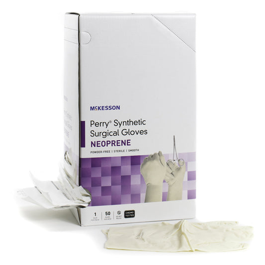 Surgical Glove McKesson Perry® Synthetic Surgical Gloves Size 9 Sterile Polychloroprene Standard Cuff Length Smooth Cream Chemo Tested - 20-2690N
