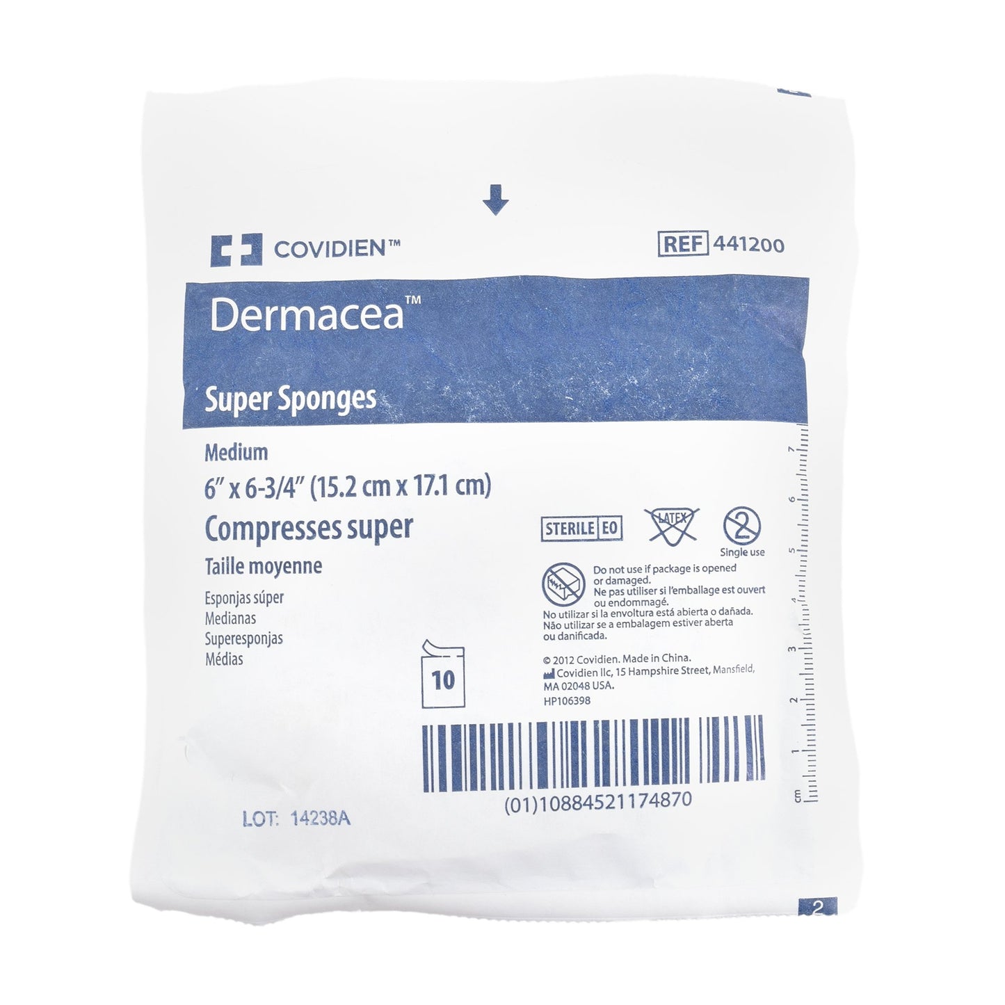 Dermacea™ Sterile USP Type VII Gauze Sponge, 6 x 6-3/4 Inch, 12-Ply 441200