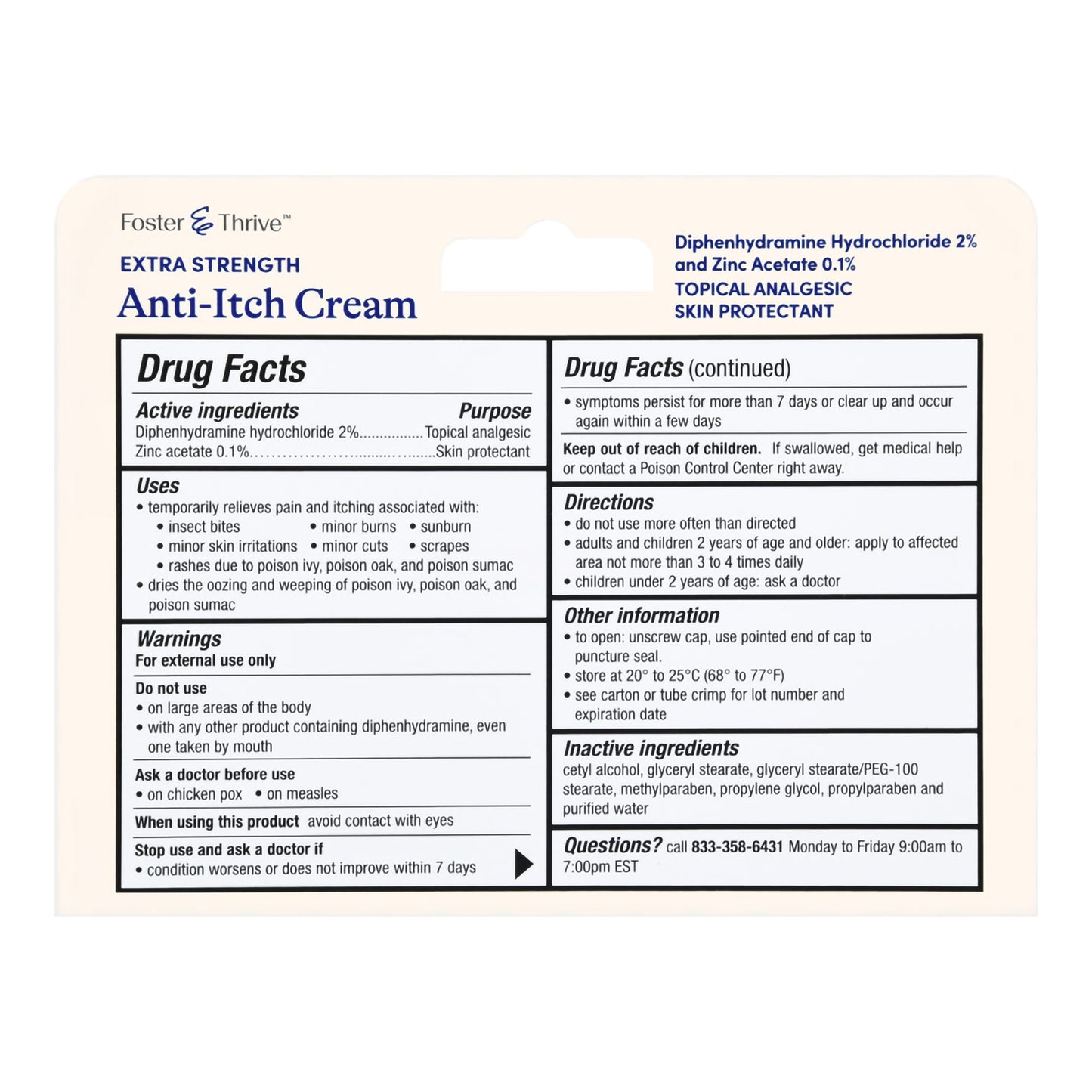 Foster & Thrive™ 2% Diphenhydramine HCl Itch Relief Cream 70677121301
