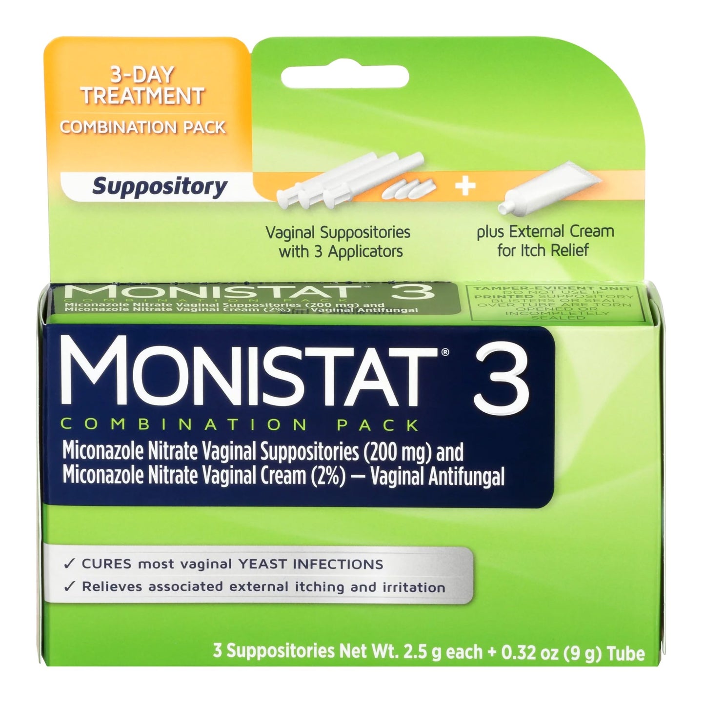 Vaginal Antifungal MONISTAT® 3-Day Treatment Combination Pack Ovule® 200 mg / 2% Strength Ovule® insert 3 Per Box Applicator - 30014001903