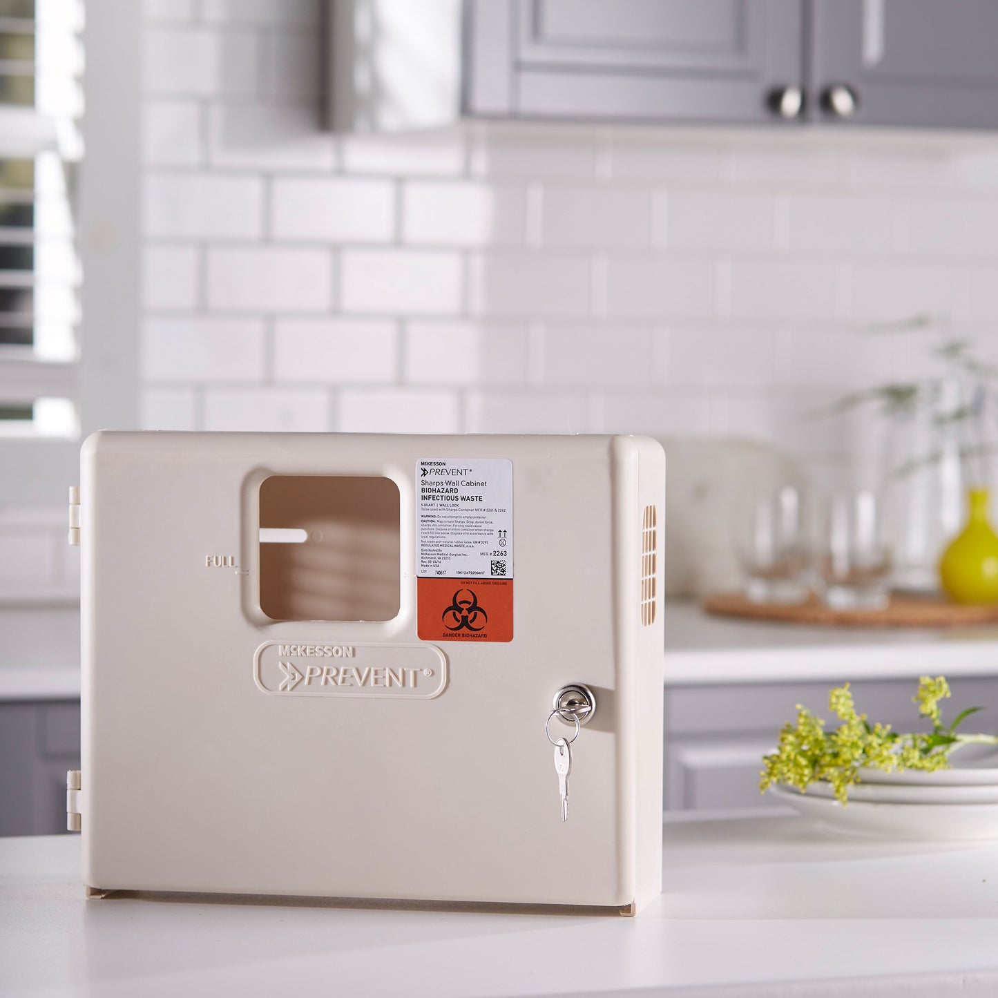 McKesson Prevent® Sharps Collector Wall Cabinet, 12¼ x 4¾ x 10 Inch 2263