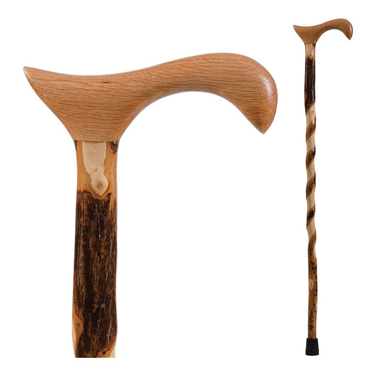 T-Handle Cane Brazos™ Twisted Wood 34 Inch Height Wood Grain - 502-3000-0087