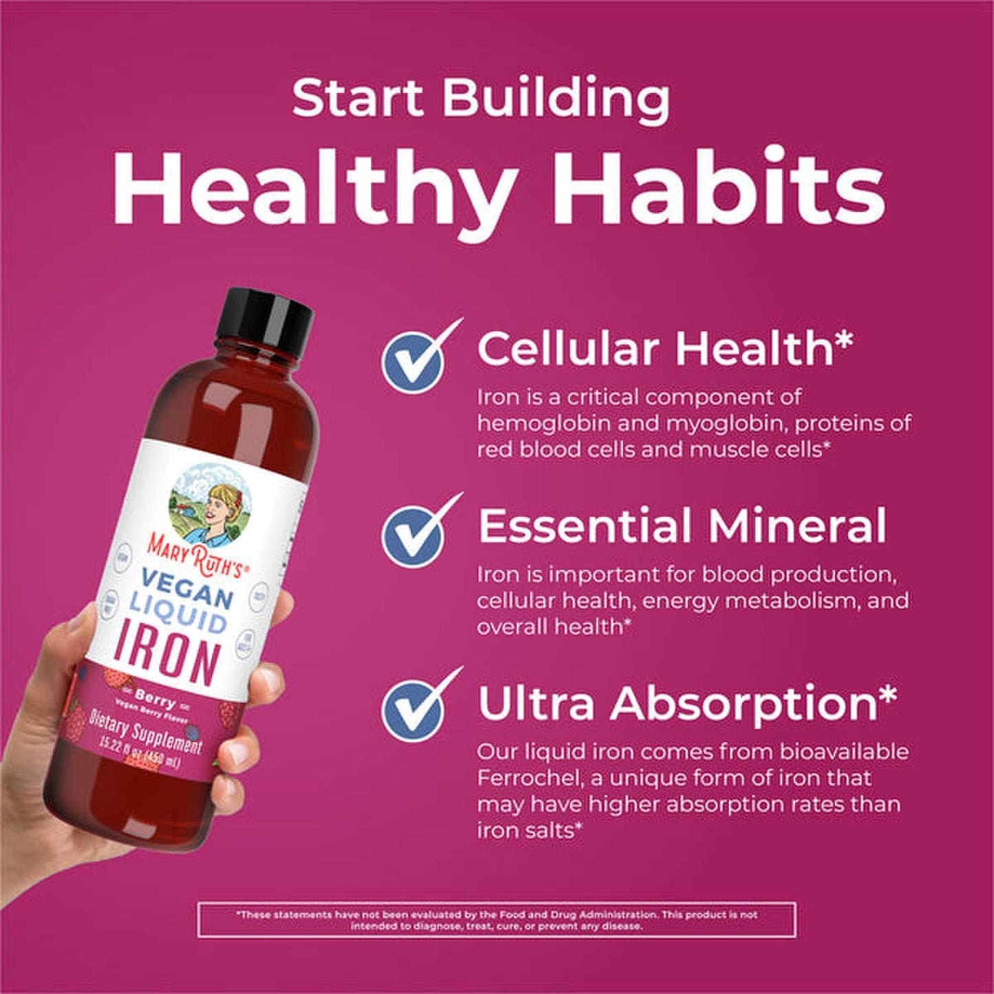 Mary Ruth's® Vegan Liquid Iron for Metabolism, Cellular Health, Overall Wellness BL-AD-IRN-CV-SF-16Z-UN-02
