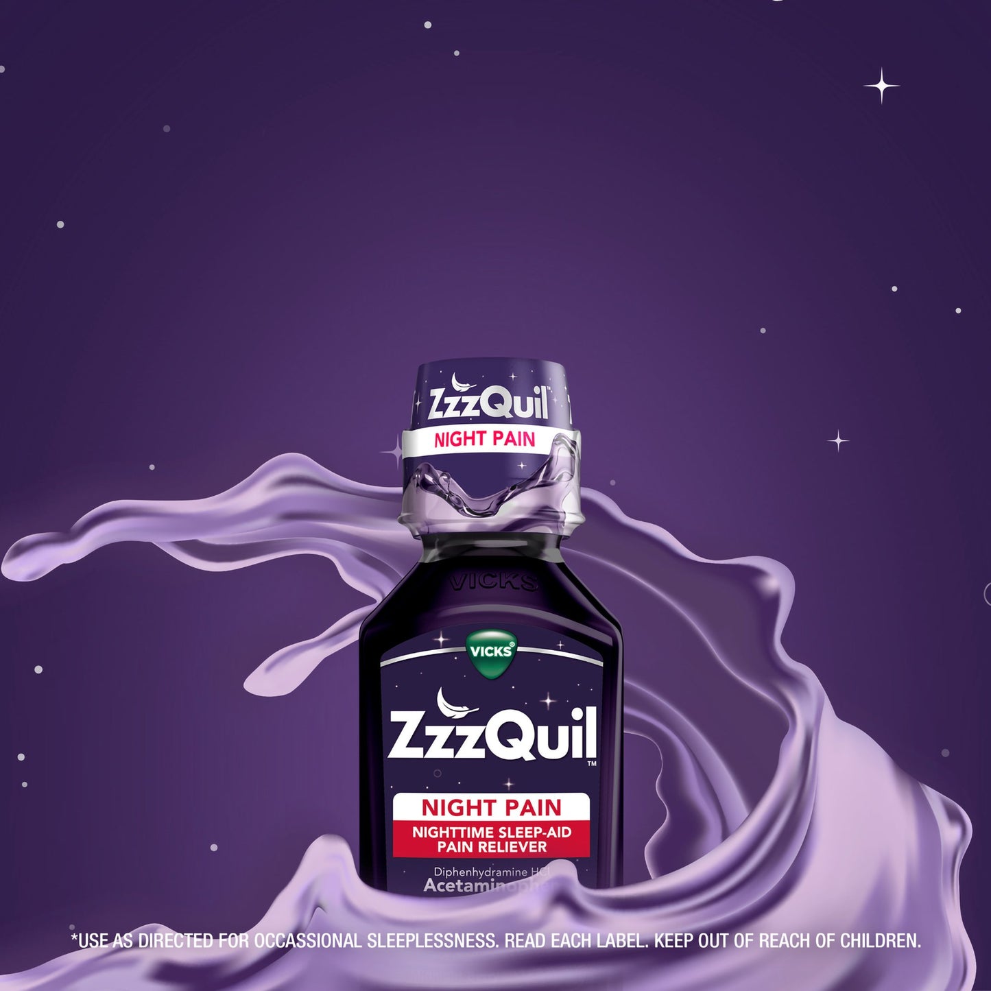 ZzzQuil Night Pain Nighttime Sleep-Aid Pain Reliever Liquid, Midnight Berry 32390004089