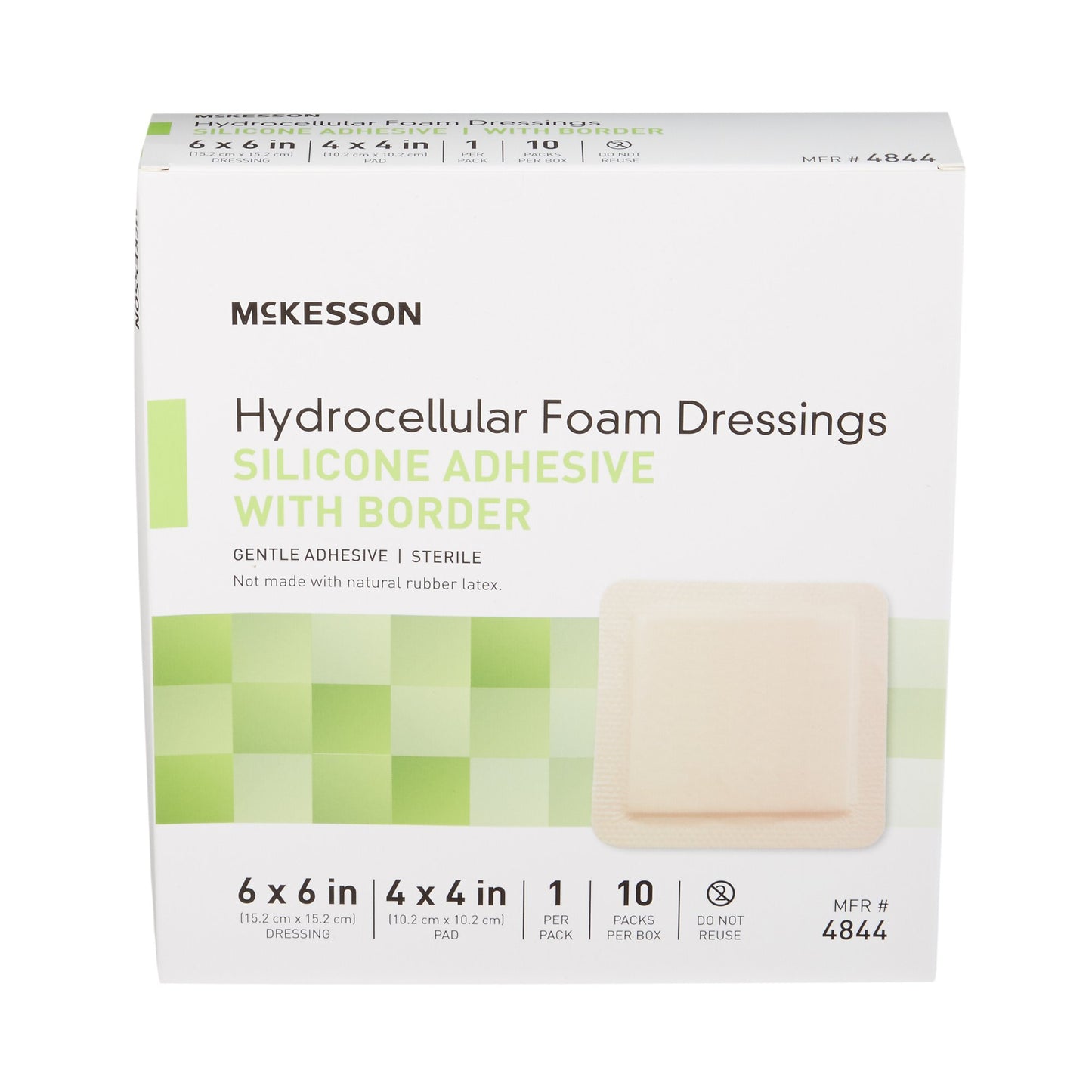 McKesson Silicone Adhesive with Border Silicone Foam Dressing, 6 x 6 Inch 4844