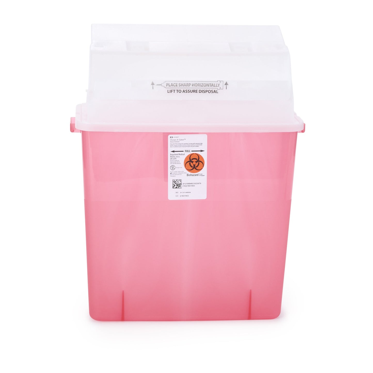 Sharps-A-Gator™ Multi-purpose Sharps Container, 3 Gallon, 20½ x 14 x 6 Inch 31314886