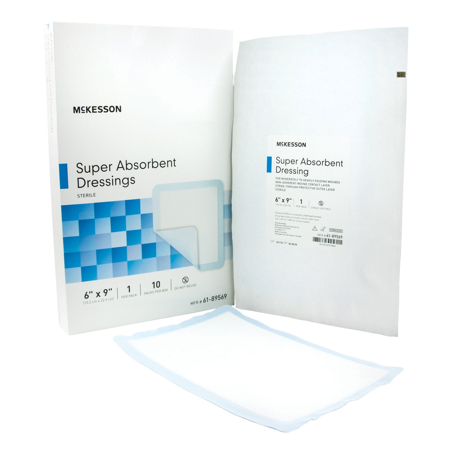 McKesson Super Absorbent Dressing, 6 x 9 Inch 61-89569