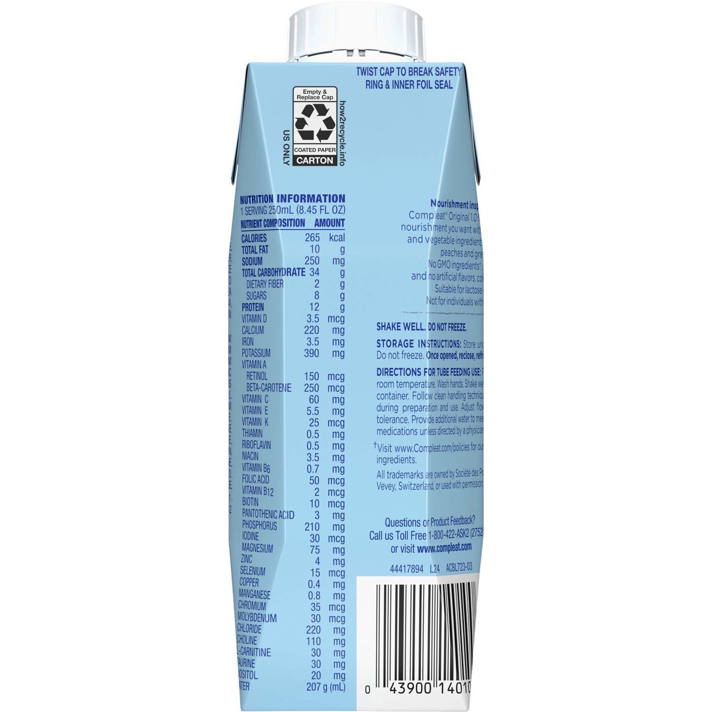 Compleat® 1.0 Original Nutritionally Complete Tube Feeding Formula, 8.45-oz. 10043900140107