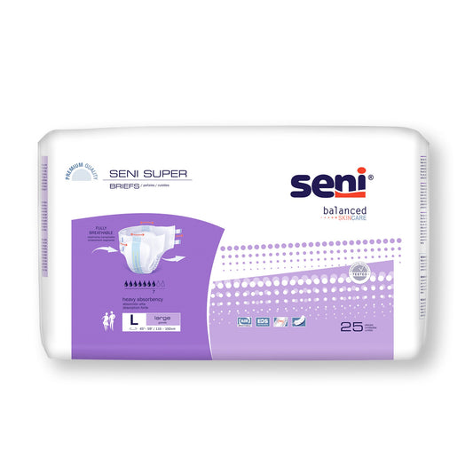 Unisex Adult Incontinence Brief Seni® Super Large Disposable Heavy Absorbency - S-LA25-BS1