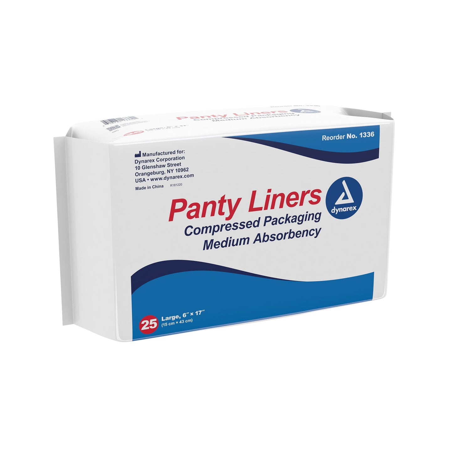 Dynarex® Medium Absorbency Bladder Control Pad, 6 x 17 Inch 1336