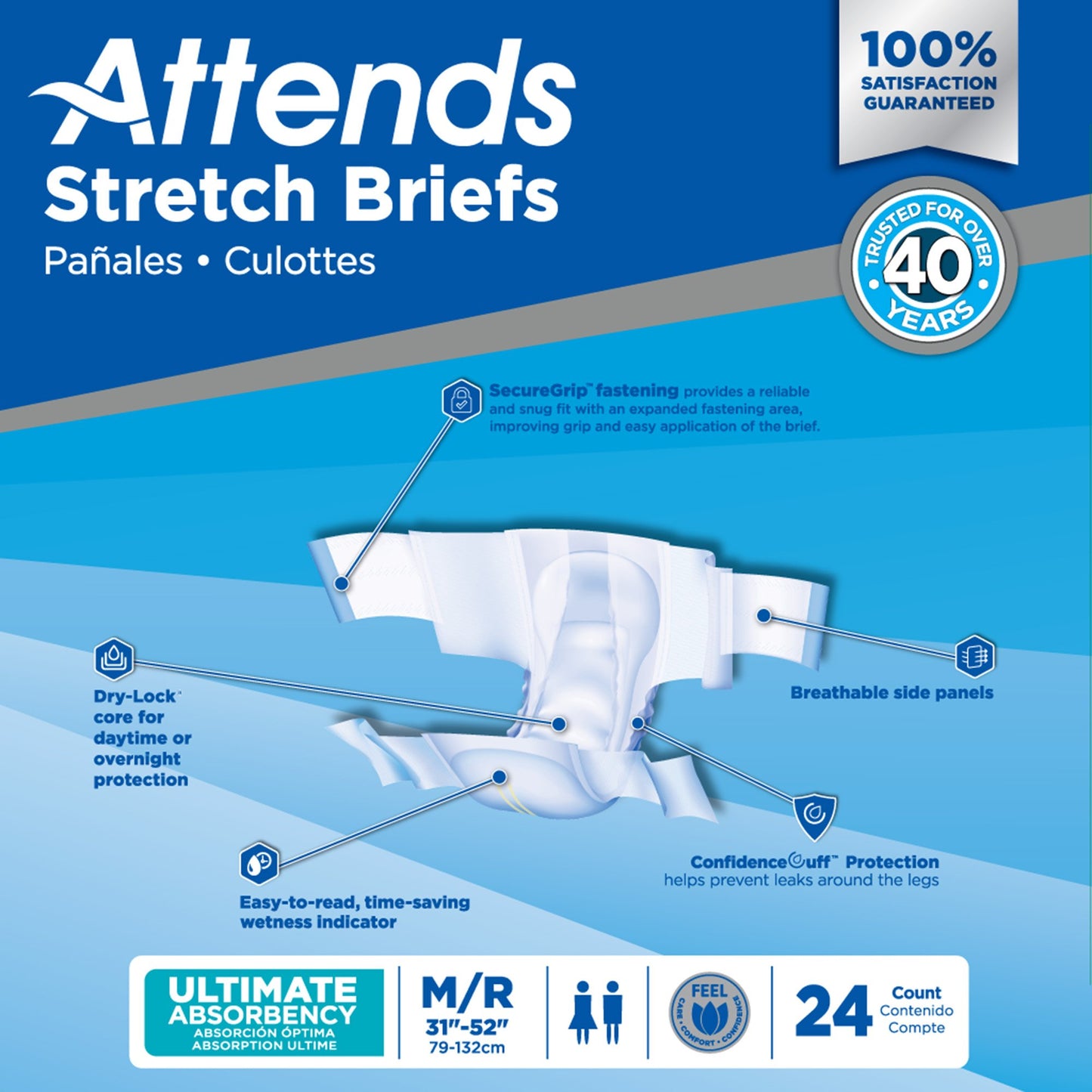 Attends® Stretch Briefs, Medium / Regular DDSMR