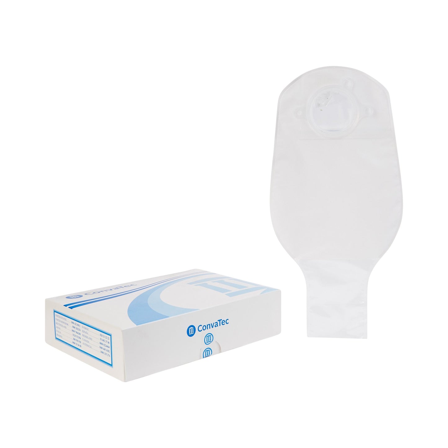 ConvaTec Sur-Fit Natura Two-Piece Colostomy Pouch Drainable, Vinyl, 12 Inch Length, 1 Inch Flange, Transparent 401512, Box of 10