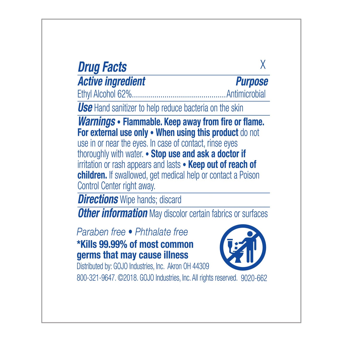 Purell Hand Sanitizing Wipe, Ethyl Alcohol 9022-10