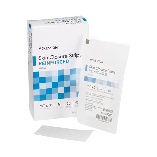 Skin Closure Strip McKesson 1/8 X 3 Inch Nonwoven Material Reinforced Strip White - 3006