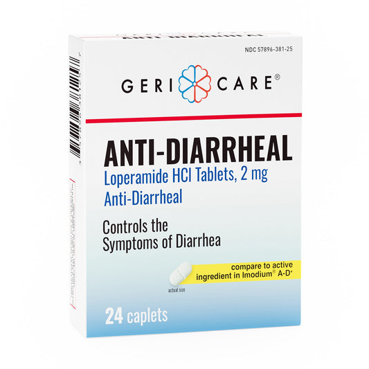 Anti-Diarrheal Geri-Care® 2 mg Strength Caplet 24 per Box - 381-24B-GCP