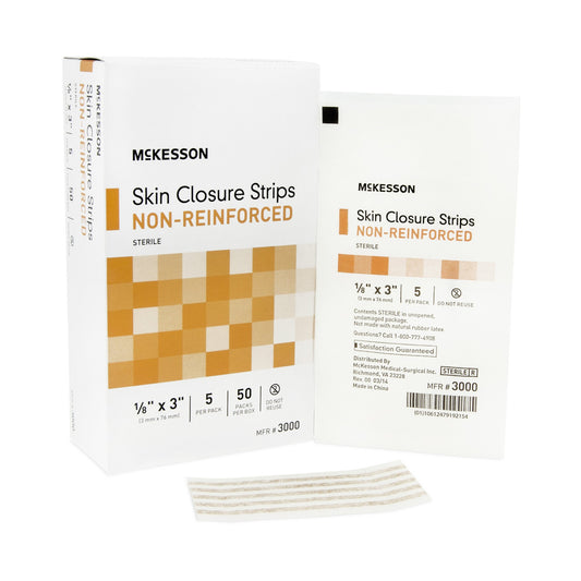 Skin Closure Strip McKesson 1/8 X 3 Inch Nonwoven Material Flexible Strip Tan - 3000