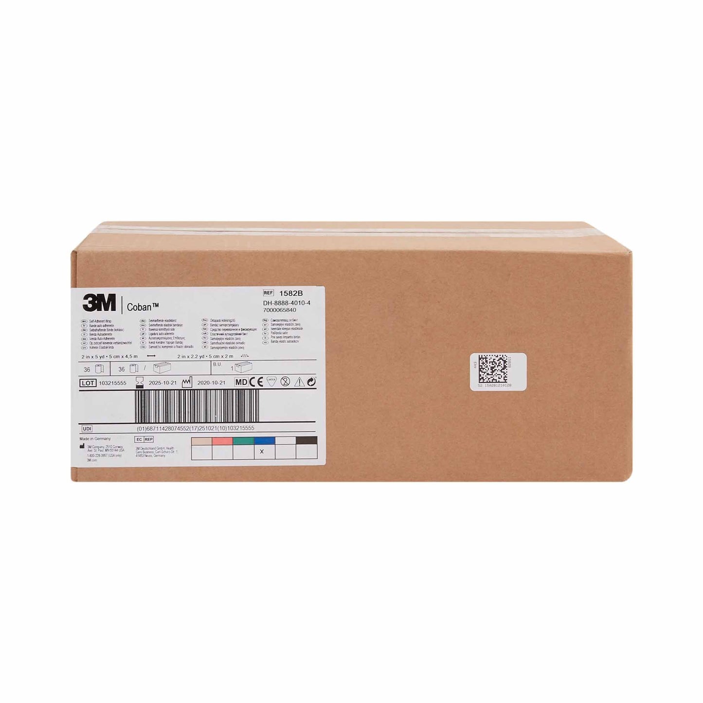 3M™ Coban™ Self-adherent Closure Cohesive Bandage, 2 Inch x 5 Yard, Blue 1582B