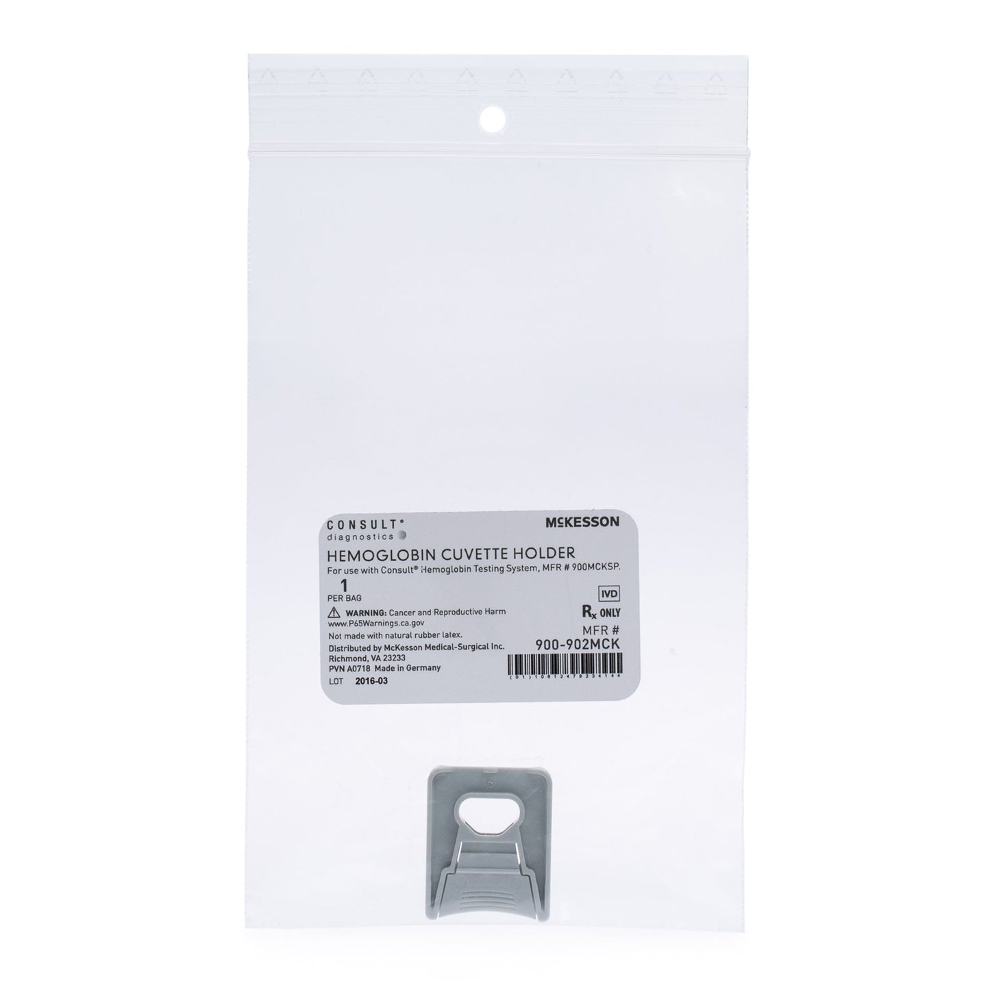 McKesson Consult™ Hb Microcuvette Holder For use with the McKesson Consult™ Hb Hemoglobin Testing System, MFR # 900MCKSP - 900-902MCK