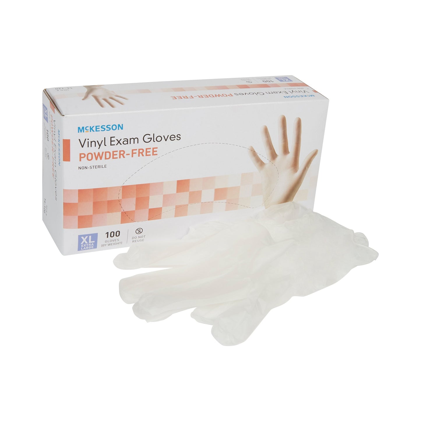 Exam Glove McKesson X-Large NonSterile Vinyl Standard Cuff Length Smooth Clear Not Rated - 14-120