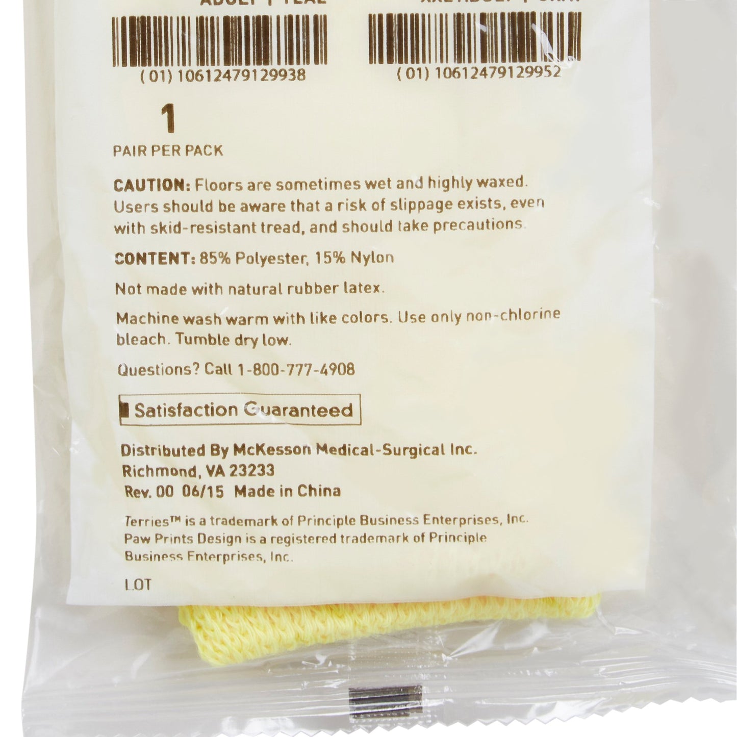 McKesson Terries™ Single Tread Slipper Socks, Toddler 40-3850