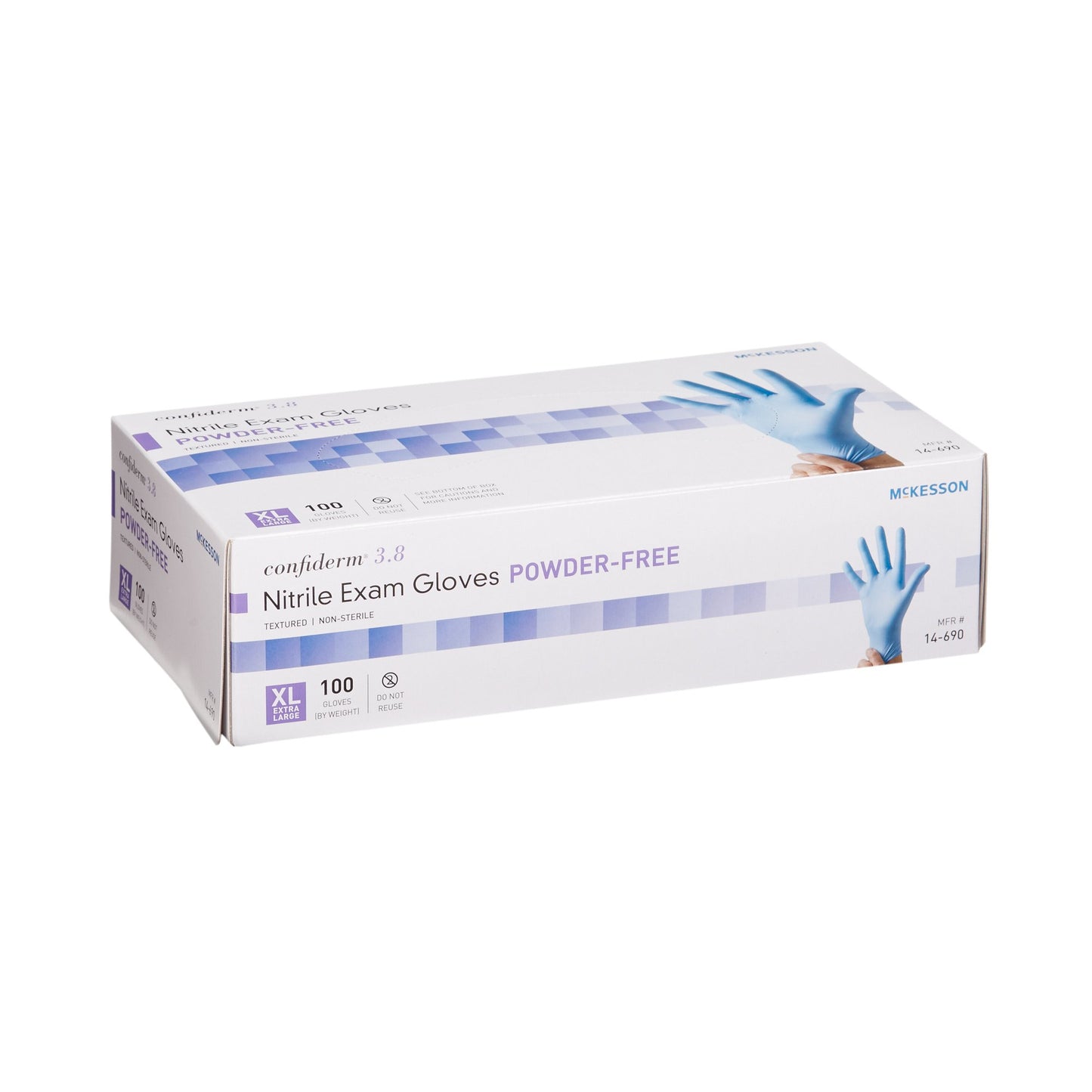 McKesson Confiderm® 3.8 Nitrile Exam Glove, Extra Large, Blue 14-690