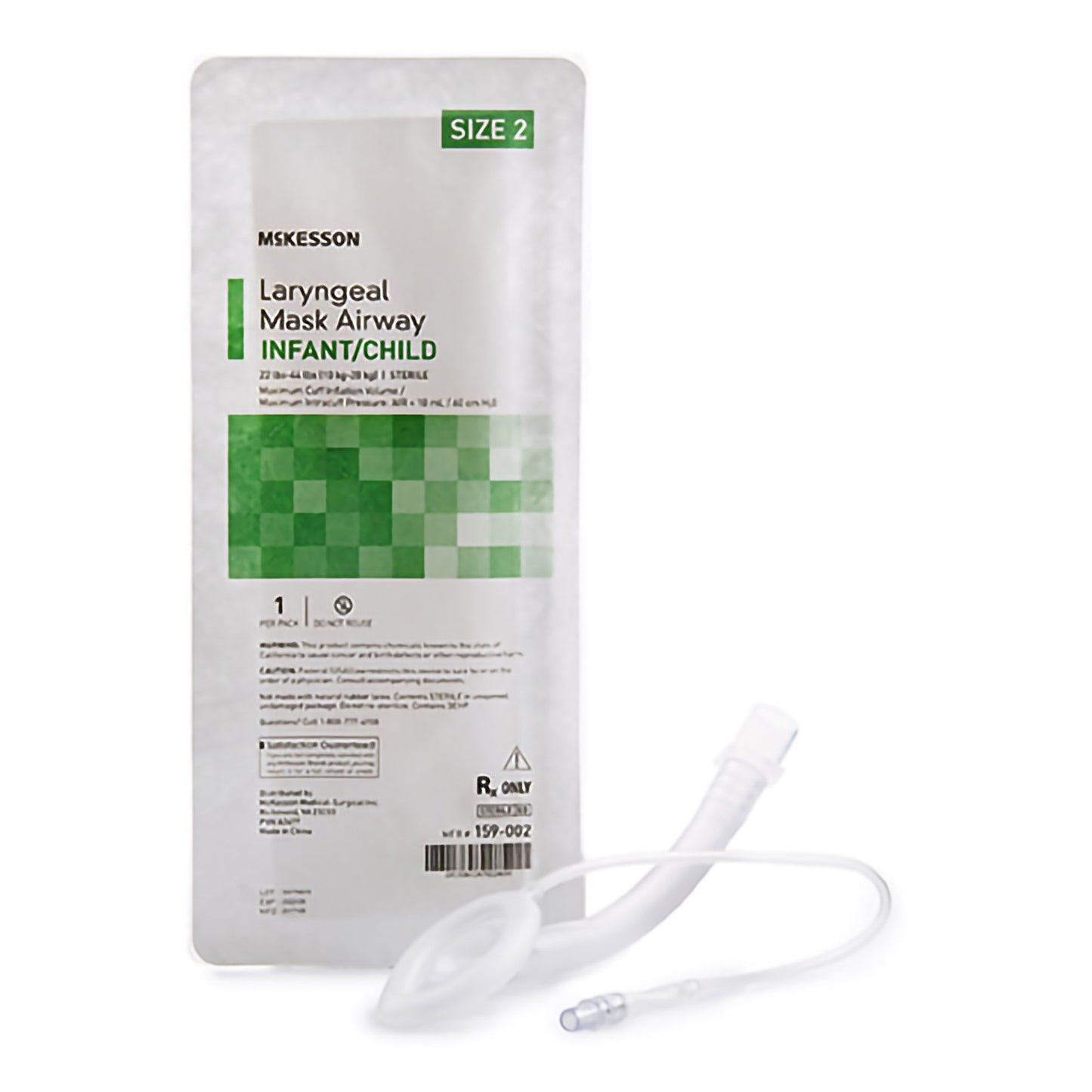 Curved Laryngeal Mask McKesson Size 2 10 mL Cuff PVC Single Patient Use Sterile - 159-002