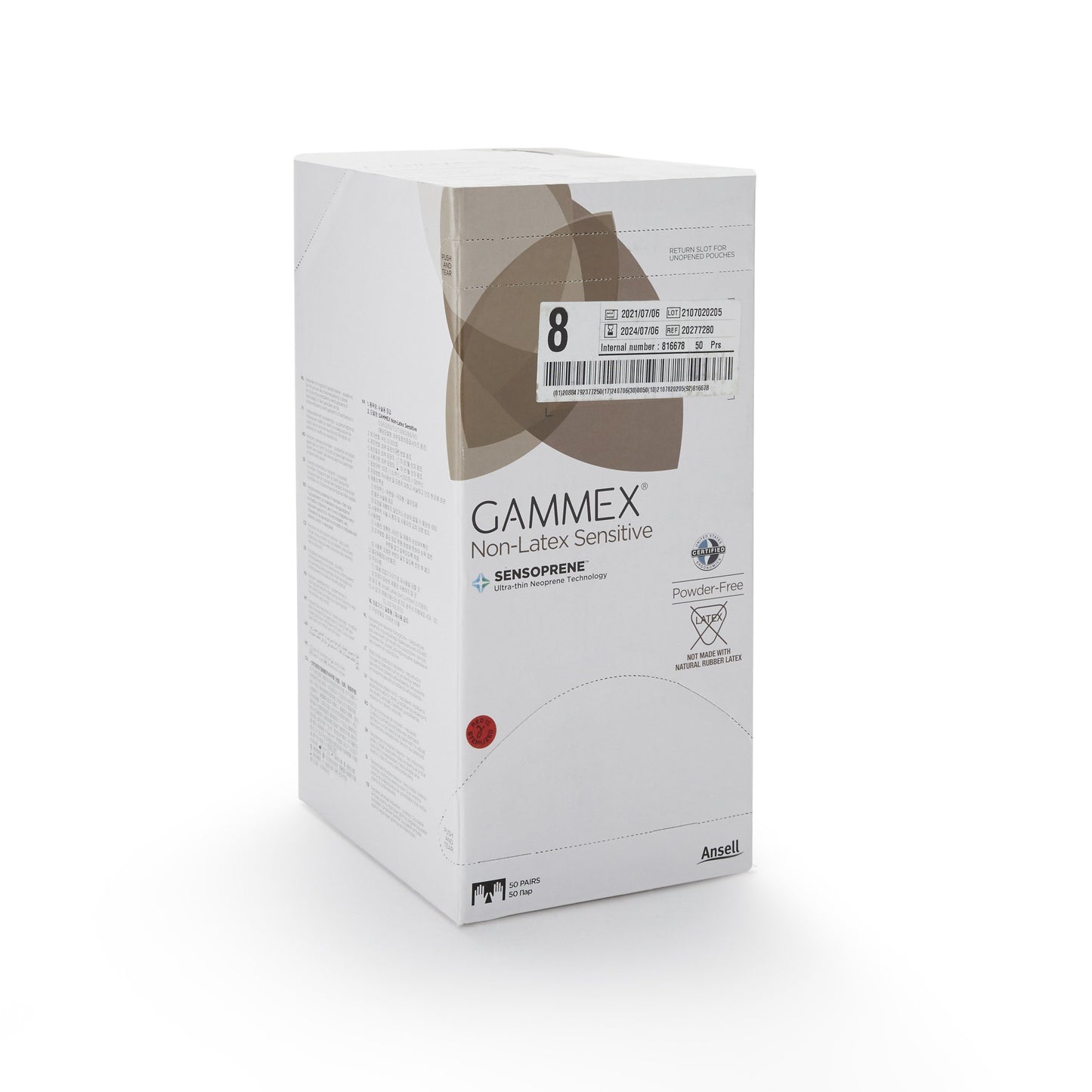 Gammex® Non-Latex Sensitive Polychloroprene Surgical Glove, Size 8, Cream 20277280