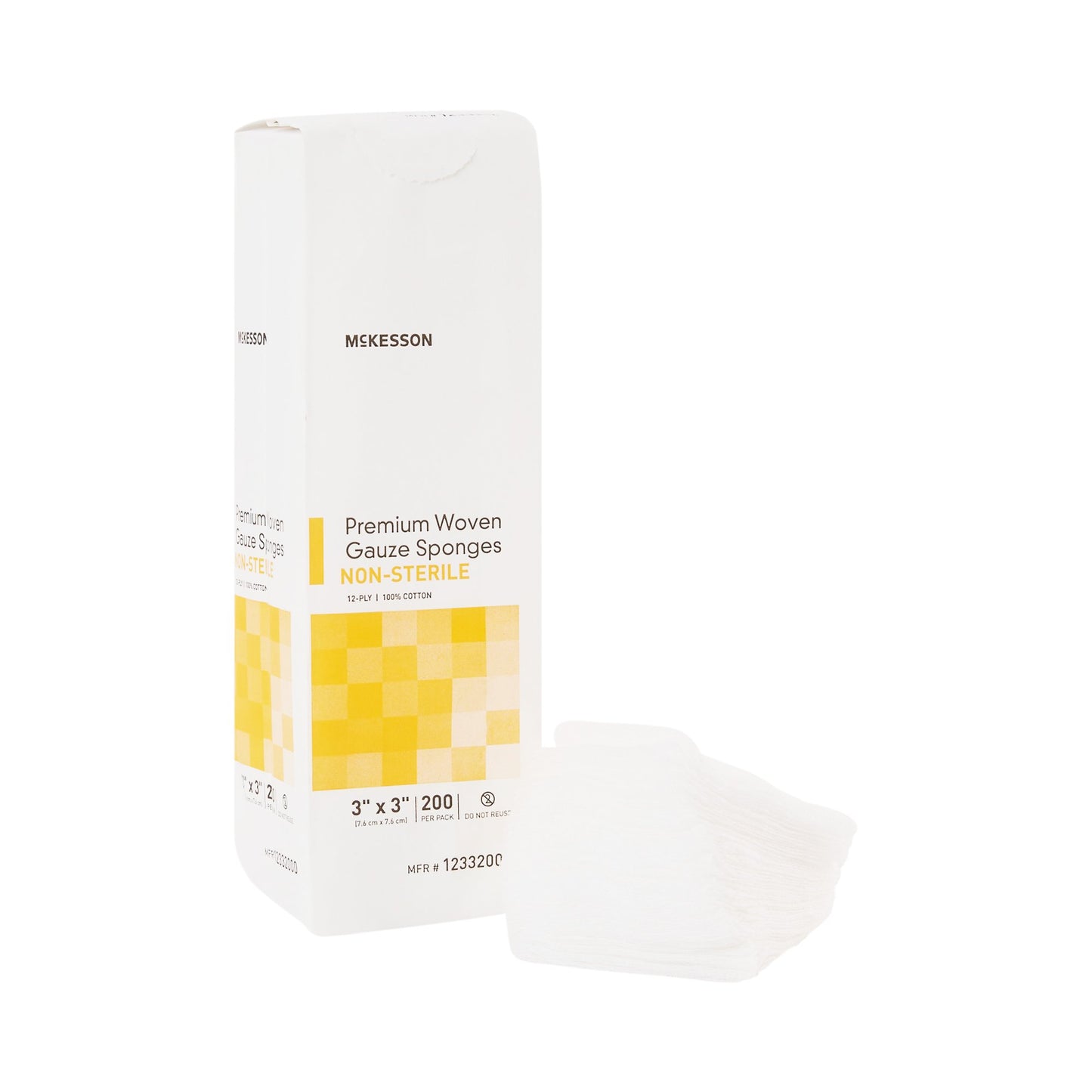 Gauze Sponge McKesson 3 X 3 Inch 12-Ply NonSterile 200 per Pack - 12332000
