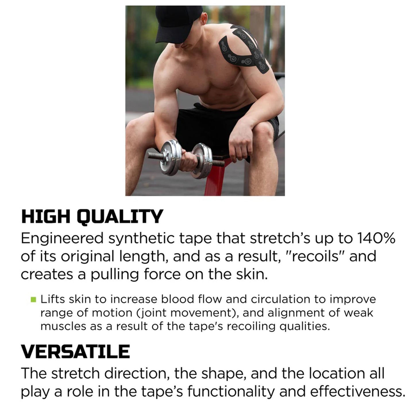 Green Drop Sports Tape, Infused Kinesiology Tape for Recovery KIN-1456