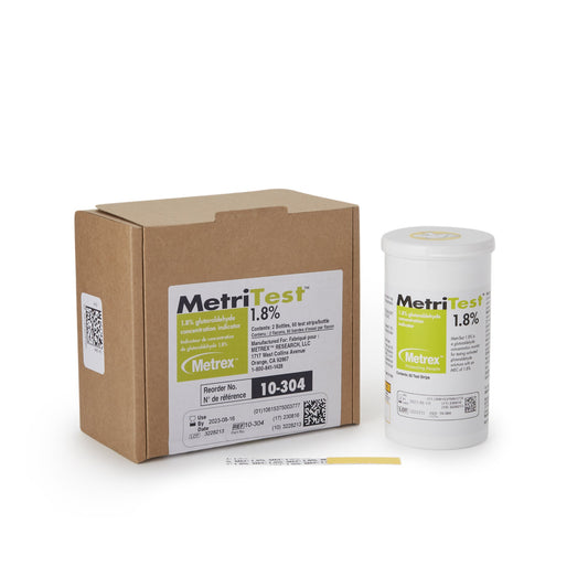 Glutaraldehyde Concentration Indicator MetriTest™ 1.8% Pad 60 Test Strips Bottle Single Use - 10-304