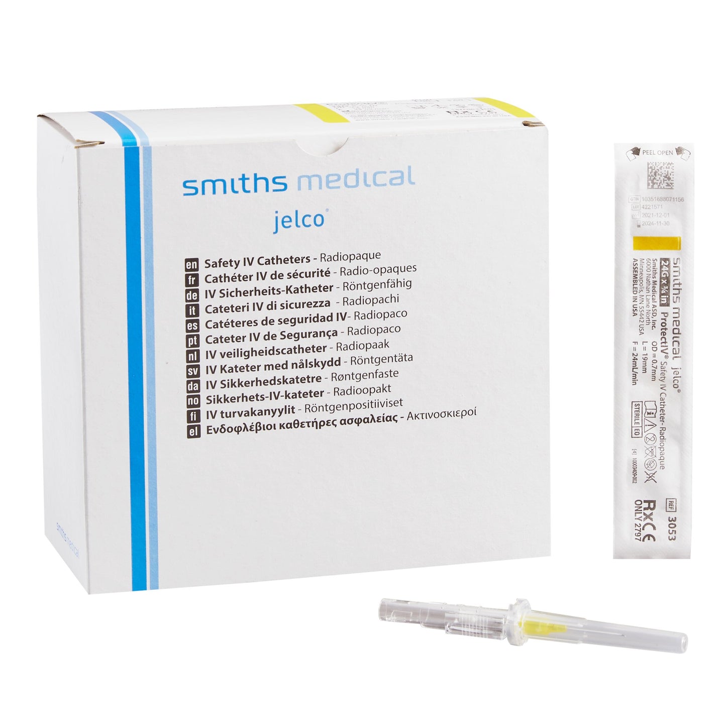 Smiths Medical ASD, Inc. Protectiv Peripheral IV Catheter, 0.75 in., 24 Gauge 305306, Box of 50