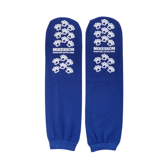 Slipper Socks McKesson Terries™ Unisex Adult Bariatric / X-Wide Double Tread Single Patient Use Royal Blue - 40-1099-001