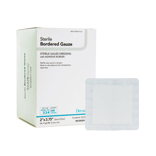 Island Dressing DermaRite® Bordered Gauze 2 X 3-3/4 Inch Square Sterile - 11230