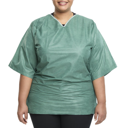 Scrub Shirt 2X-Large Green Without Pockets Short Sleeve Unisex - 62217