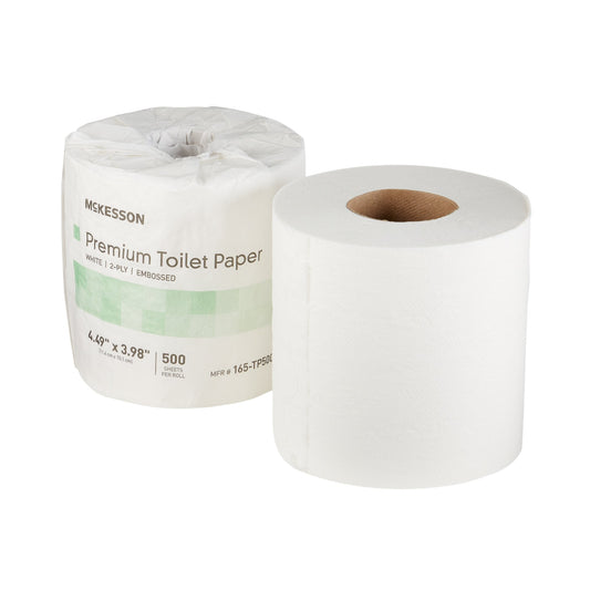 Toilet Tissue McKesson Premium White 2-Ply Standard Size Cored Roll 500 Sheets 4 X 4-1/2 Inch - 165-TP500P
