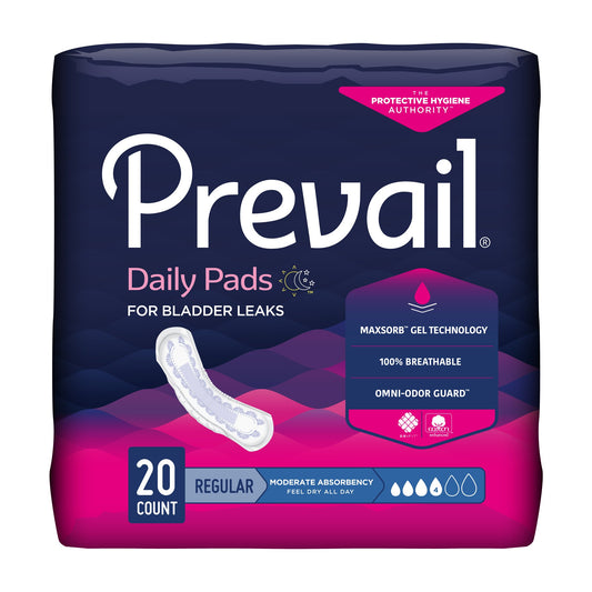 Prevail® Daily Pads Moderate Bladder Control Pad, 9¼-Inch Length BC-012
