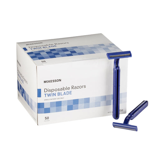 McKesson Twin-Blade Disposable Razor, Blue 16-RZ50