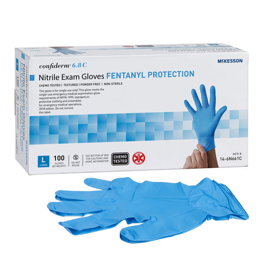 McKesson Confiderm® 6.8C Nitrile Exam Glove, Large, Blue 14-6N661C