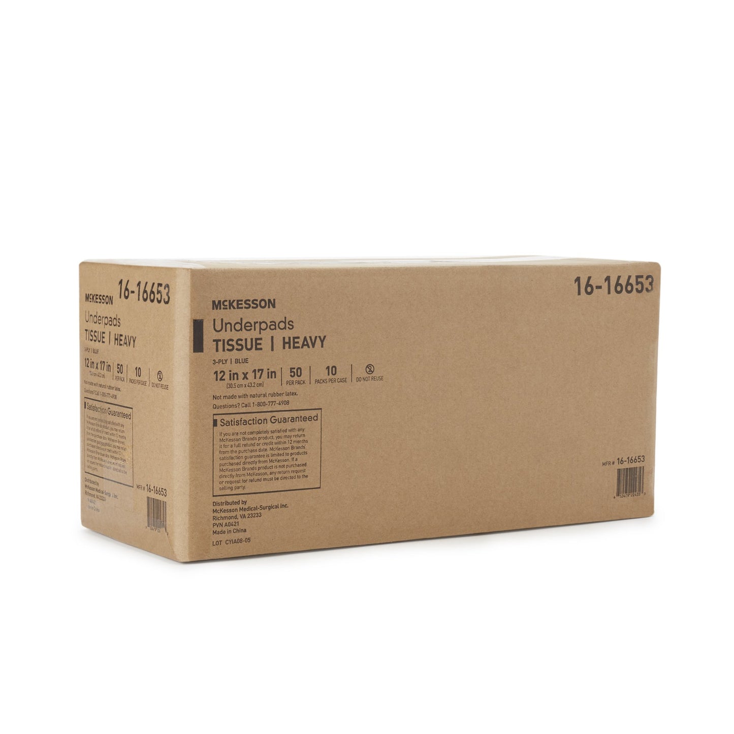 McKesson Blue Nonsterile Procedure Underpad, 12 x 17 Inch 16-16653