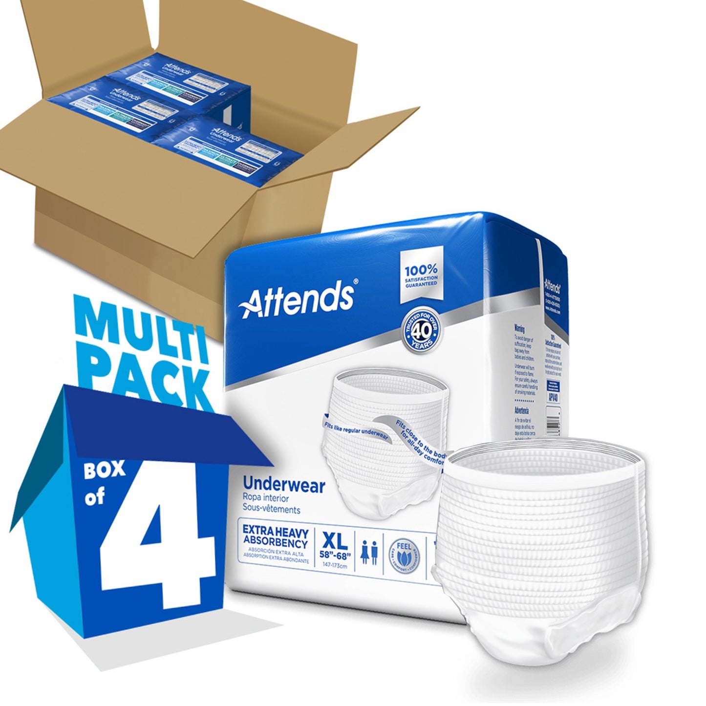 Attends® Care Adult Absorbent Underwear, Heavy Absorbency, X-Large, White APV40100