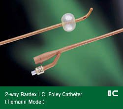 Foley Catheter Bardex® I.C. 2-Way Coude Tip 5 cc Balloon 18 Fr. Silver Hydrogel Coated Latex - 0168SI18