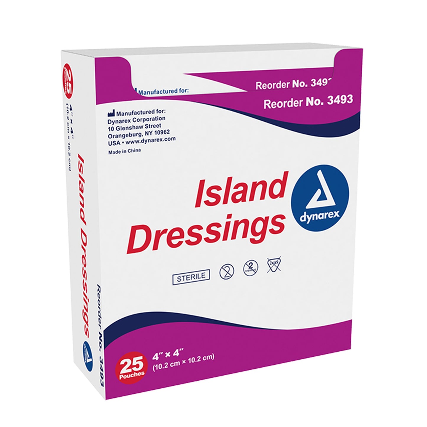 dynarex® White Adhesive Dressing, 4 x 4 inch 3493