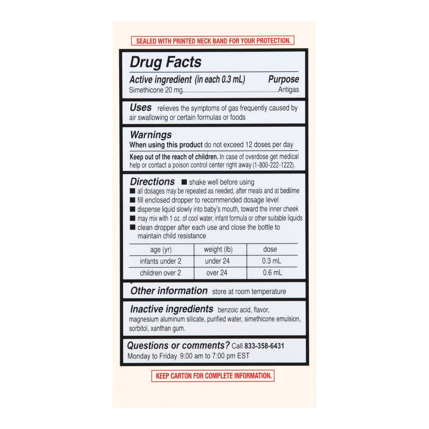 Foster & Thrive™ Simethicone Infant Gas Relief, 1-ounce Dropper Bottle 70677107801